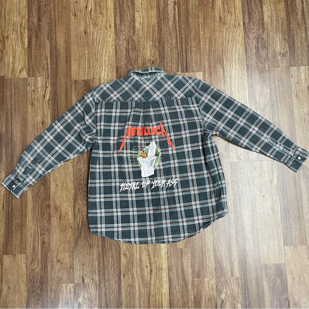Metallica Metal Up your A** Vintage Band Flannel Shirt size  L